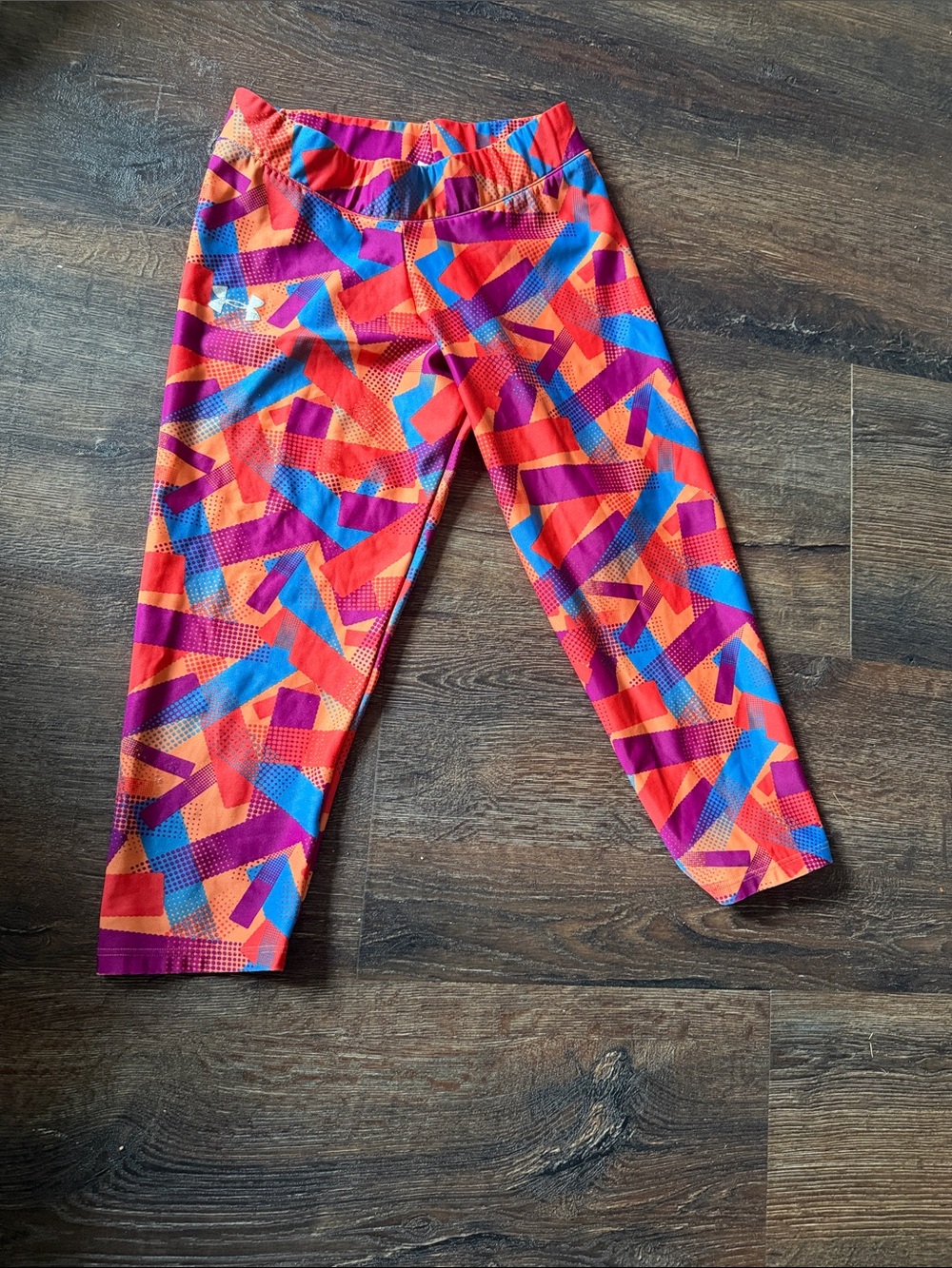 Under Armour Girls' Geometric Capri Leggings - Orange, Purple, Blue